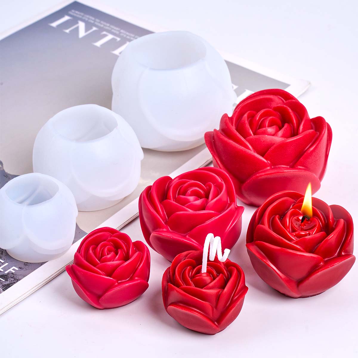 Home Fragrance Rose - 3D Flower Shape Silicone Candle Mold