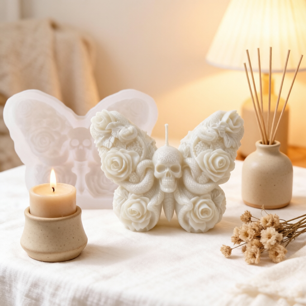 3D Skull Rose Hand Candle Sili - Home Fragrance Rose review and price
