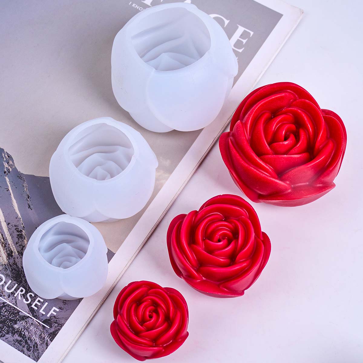 3D Flower Shape Silicone Candl - Home Fragrance Rose review and price